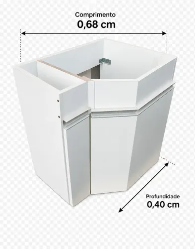 Gabinete de Canto para Banheiro - MDF Branco - 68 x 40 cm