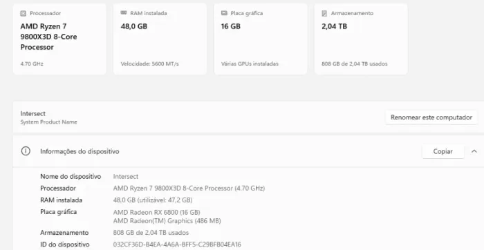 Pc Gamer Amd Ryzen 7 9800, 48 GB RAM, Placa Video Radeon RX 6800 16GB