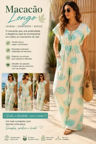 Macacão longo estampado 