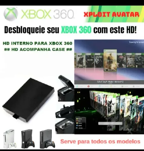 Hd interno para xbox360 com jogos e desbloqueio