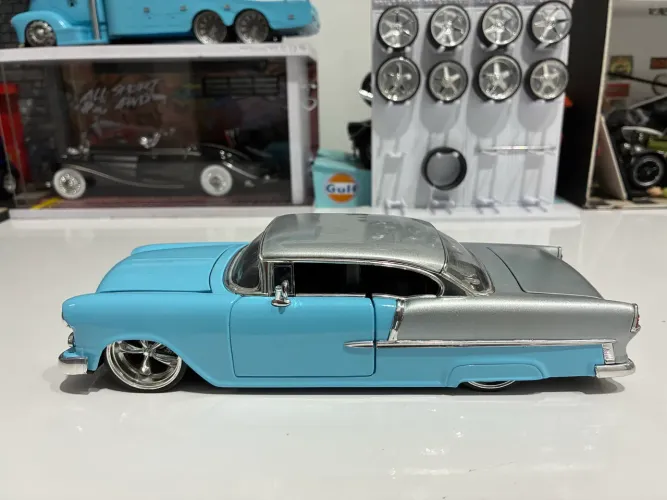 Miniatura chevy bellair 55 azul / branco