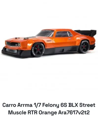 Carro Arrma 1/7 Felony 6S BLX Street Muscle RTR Orange Ara7617v2t2