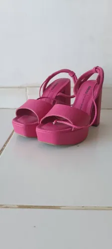 Sandália Salto Alto Pink Plataforma Dakota 