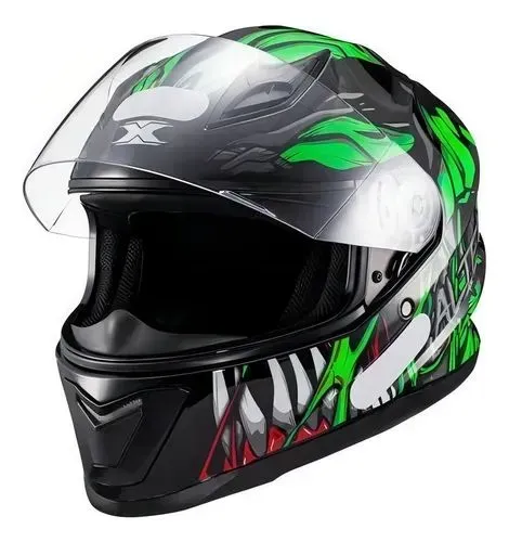 Capacete Fechado Texx Hawk Alien Verde/Preto