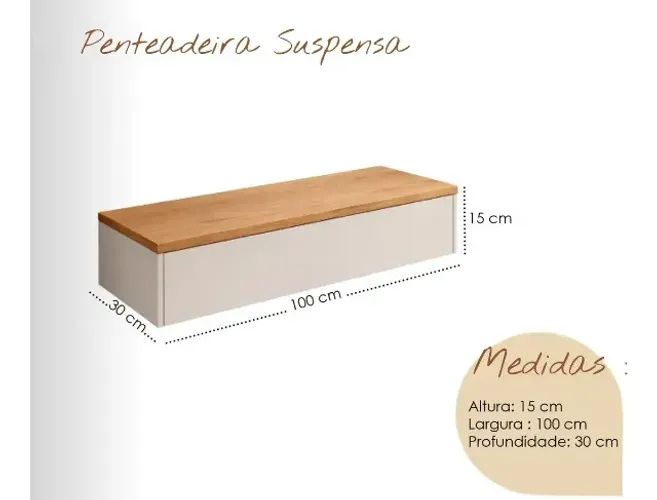 Penteadeira Mdf Suspensa com gaveta