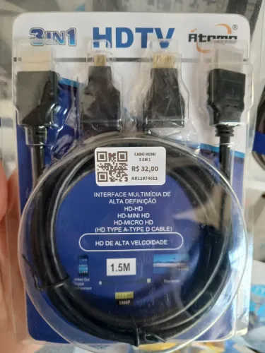 Cabo hdmi 3 em 1(cabo 1.5m)