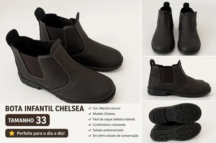 Bota Infantil Chelsea Marrom Escuro Tam. 33 - Ótimo Estado.