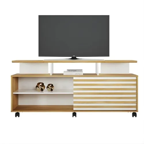 Rack Bancada Star Larg. 1.50m Cinamomo/Off Para TV's até 55 Polegadas 
