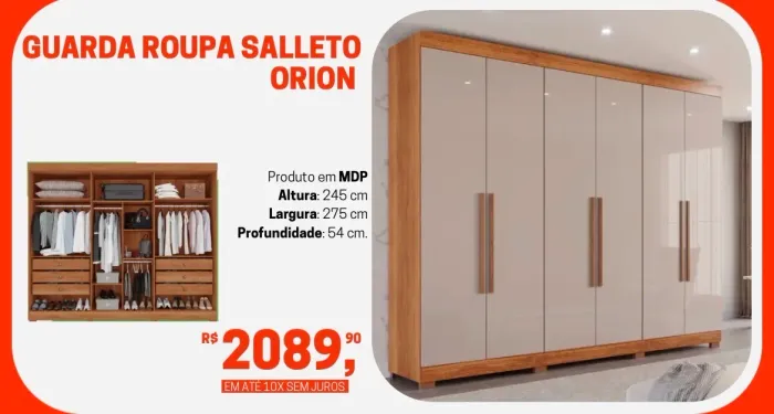 Guarda-Roupa Salleto Orion - Super Amplo - Novo!