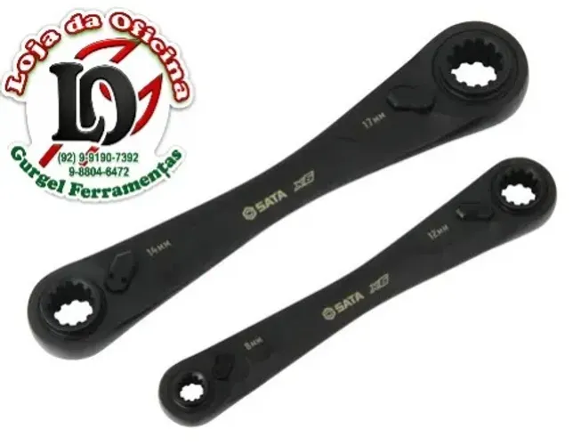 Jogo chave c/ catraca 6 cabeças de parafusos e 8 mediadas quadbox 2pc - Sata-ST09059G
