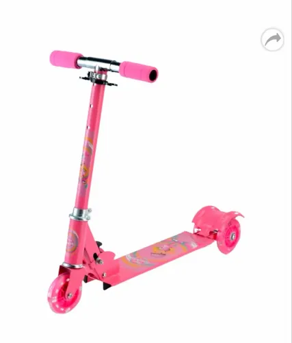 Patinete Scooter Infantil Rosa 3 rodas com Led 