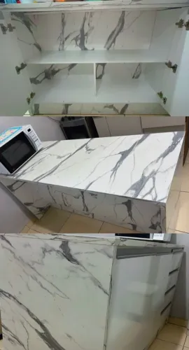 Balcão ilha planejada marmorizada- semi novo