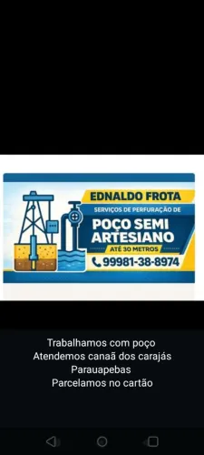 Trabalhamos com poço artesiano em canaã e Parauapebas 
