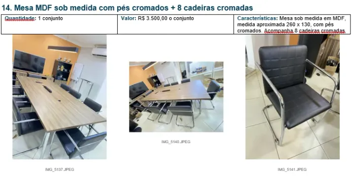 14. Mesa MDF sob medida com pés cromados + 8 cadeiras cromadas -Reforçada
