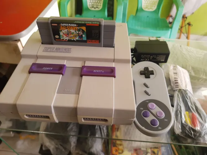Super Nintendo completo mais jogo Mario all star 