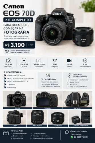 KIT COMPLETO PARA QUEM QUER COMEÇAR NA FOTOGRAFIA