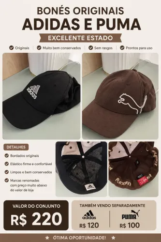 Bonés originais adidas e puma