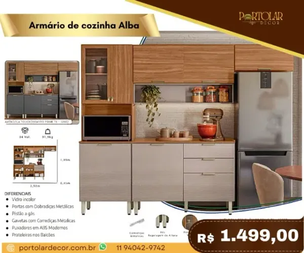 Armário de cozinha Alba, a pronta entrega 