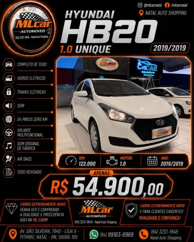 Hyundai HB20 Unique 1.0 Flex 12V Mec. 2019