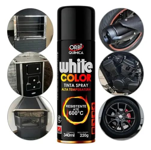 Tinta spray preto alta temperatura 660° escapamento forno roda churrasqueira