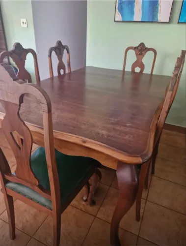 Mesa e buffet em madeira maciça estilo clássica da década de 1950