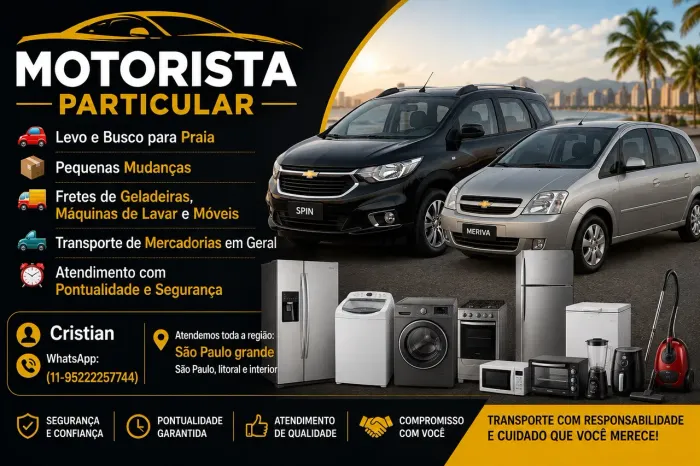 Motorista particular viagens e mudanças