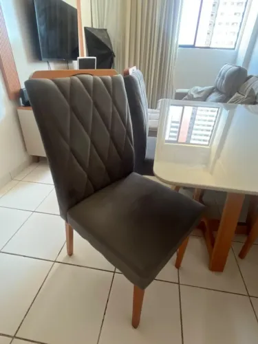 MESA DE JANTAR 4 CADEIRAS TAMPO DE VIDRO