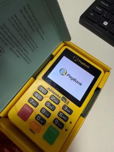 Maquininha PagBank Minizinha Chip 3 NFC - Com Caixa - Funcionando