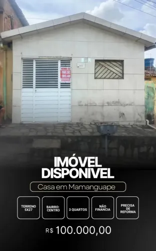 Imóvel para venda possui 65 metros quadrados com 3 quartos em Centro  - Mamanguape - PB