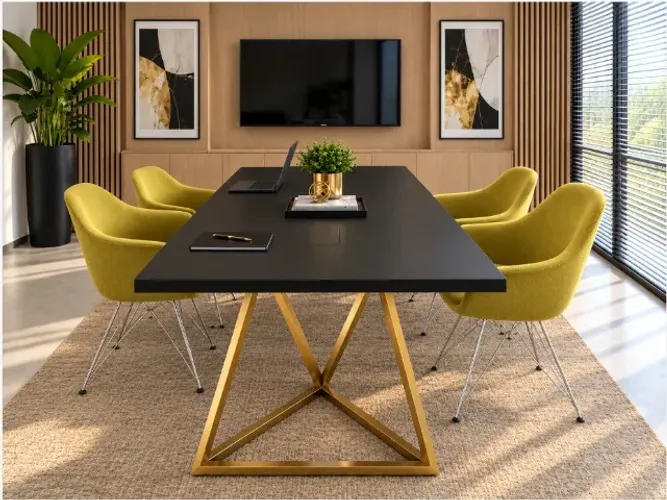 Mesa Santoro Isósceles Gold Delluxe. 4 Tomadas L182cm x P70cm x A74cm