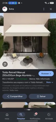 Toldo retrátil manual
