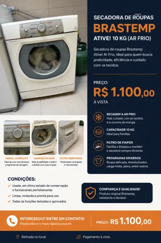 ? SECADORA DE ROUPAS BRASTEMP ATIVE! 10 KG ?