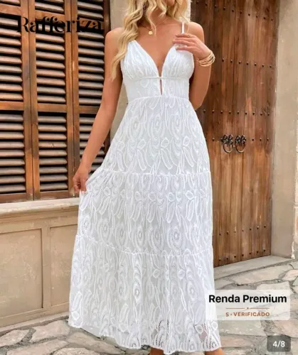 Vestido Longo Off White Rendado