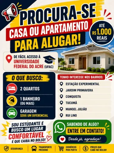 Procura-se apartamento para alugar.