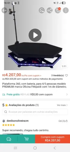 Plataforma 360,com bateria para 4/5 pessoas