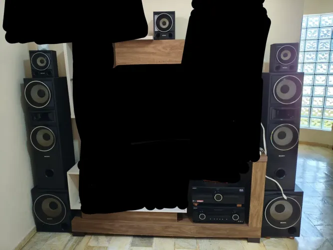 Conjunto aparelho de som Sony antigo vintage caixas de som