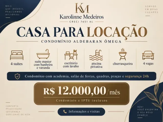 Aldebaran Ômega | Casa 4 Suítes com Piscina e 4 Vagas