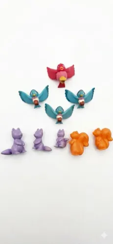 Lote Miniaturas Kinder Ovo Antigo Anos 2000 - Kit Com 8 Peças Animais