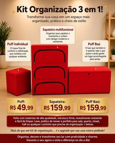 Puffs , puffs baú, sapateira novos de fábrica