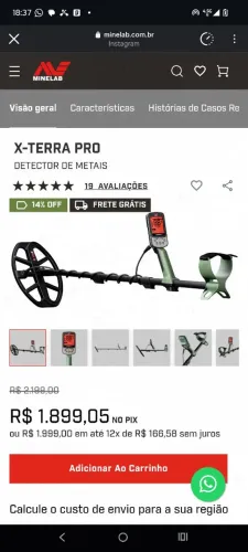Vendo detector de Metais Minelab X-terra pró