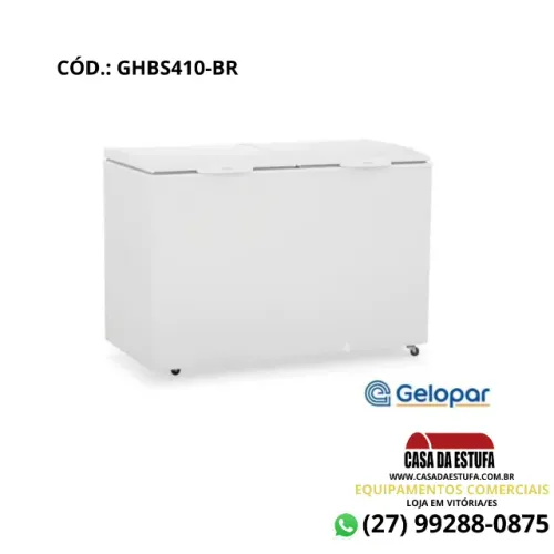 Freezer Horizontal Dupla Ação GHB-410 BIN Branco 411 L Bivolt - 2 Tampas Cegas - Gelopar