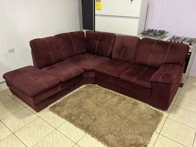 Sofá super canto almofadas removíveis em suede Animalle terracota semi novo ((ENTREGO ))