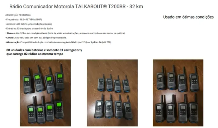 rádio comunicador - negocio itens separados