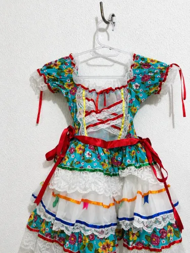 Vestido junino menina veste 3/4 anos