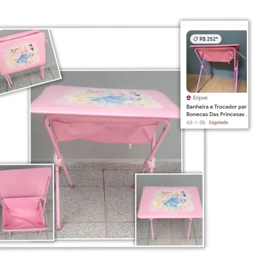 Banheira trocador Boneca Disney Princesa 60 cm