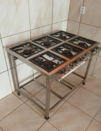 Fogão industrial inox alta e baixa pressão 4 e 6 bocas pronta entrega 