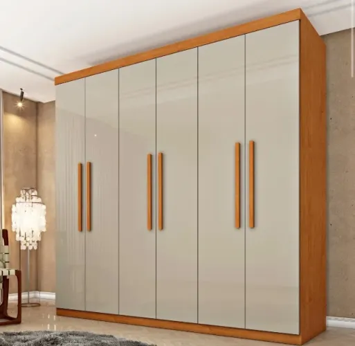 Guarda-Roupa Casal Elegance 6 Portas e 4 Gavetas Cinamomo/Off White