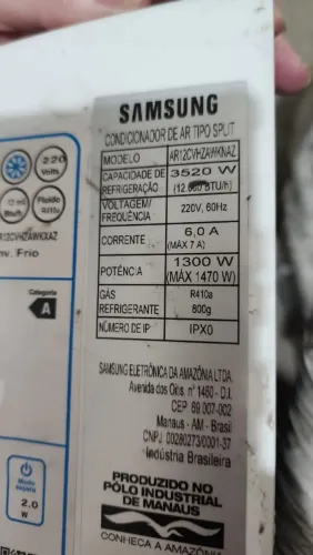AR CONDICIONADO SPLIT SAMSUNG 12.000 BTUs COMPLETO