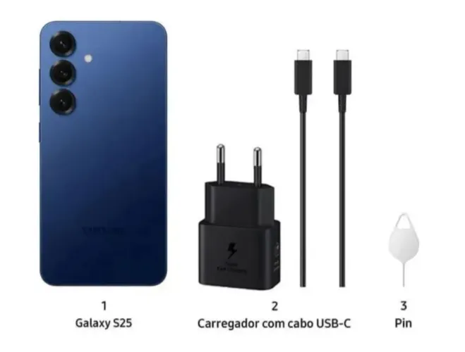 Celular Samsung Galaxy S25 5G na Caixa