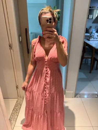 Vestido rosa com brilho Ave Rara